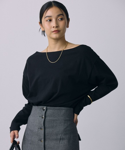 BABYLONE(バビロン)の「ボートネックニュアンスプルオーバー(Tシャツ/カットソー・レディース・オフホワイト/サーモンピンク/その他/ブラック・フリー)」の17枚目の写真