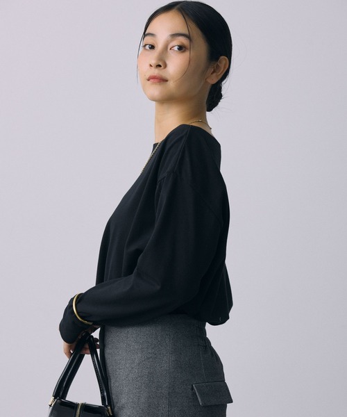 BABYLONE(バビロン)の「ボートネックニュアンスプルオーバー(Tシャツ/カットソー・レディース・オフホワイト/サーモンピンク/その他/ブラック・フリー)」の18枚目の写真