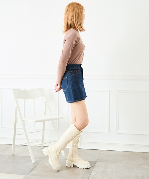 attagirl（アタガール）の「フェイクレースアップロングブーツ（ブーツ・レディース・ブラック/アイボリー/ブラック系その他・L/M/S/LL）」の18枚目の写真