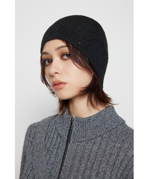 LAGUA GEM(ラグアジェム)の「SPANGLE ニットキャップ(ニットキャップ/ビーニー・レディース・ブラック/シルバー・FREE)」の2枚目の写真