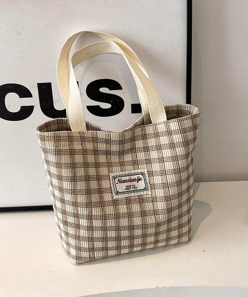 Mignonjour(ミニョンジュール)の「Mignonjour/チェック柄ミニトートバッグ M2577(トートバッグ・レディース・グレー/ブラウン/ホワイト/ベージュ・FREE)」の11枚目の写真