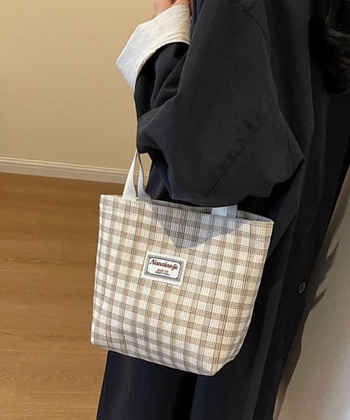 Mignonjour(ミニョンジュール)の「Mignonjour/チェック柄ミニトートバッグ M2577(トートバッグ・レディース・グレー/ブラウン/ホワイト/ベージュ・FREE)」の10枚目の写真