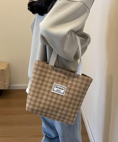 Mignonjour(ミニョンジュール)の「Mignonjour/チェック柄ミニトートバッグ M2577(トートバッグ・レディース・グレー/ブラウン/ホワイト/ベージュ・FREE)」の9枚目の写真