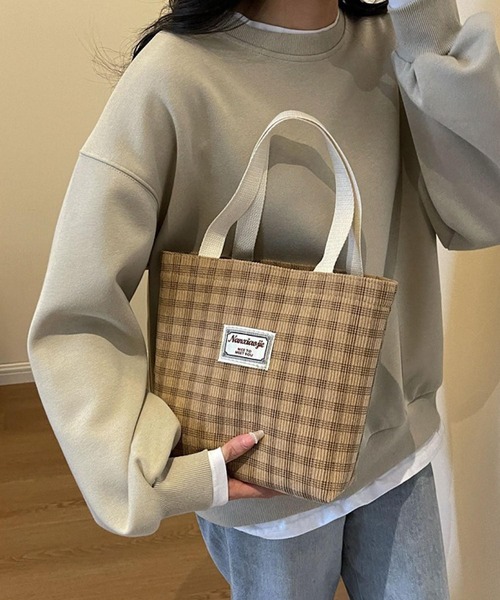 Mignonjour(ミニョンジュール)の「Mignonjour/チェック柄ミニトートバッグ M2577(トートバッグ・レディース・グレー/ブラウン/ホワイト/ベージュ・FREE)」の8枚目の写真