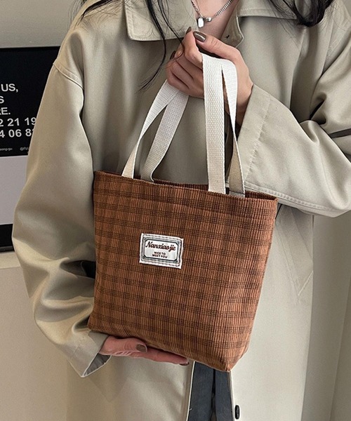 Mignonjour(ミニョンジュール)の「Mignonjour/チェック柄ミニトートバッグ M2577(トートバッグ・レディース・グレー/ブラウン/ホワイト/ベージュ・FREE)」の7枚目の写真