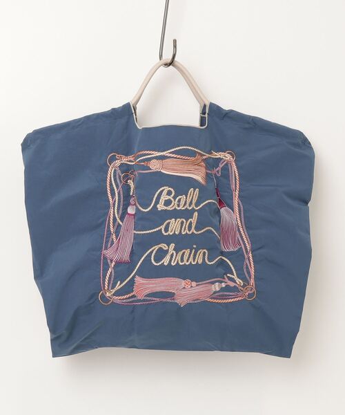 Ball&Chain(ボールアンドチェーン)の「Ball&Chain(ボールアンドチェーン) Tasseles/Lサイズ(エコバッグ/サブバッグ・レディース・ベージュ/オレンジ/ネイビー・F)」の1枚目の写真
