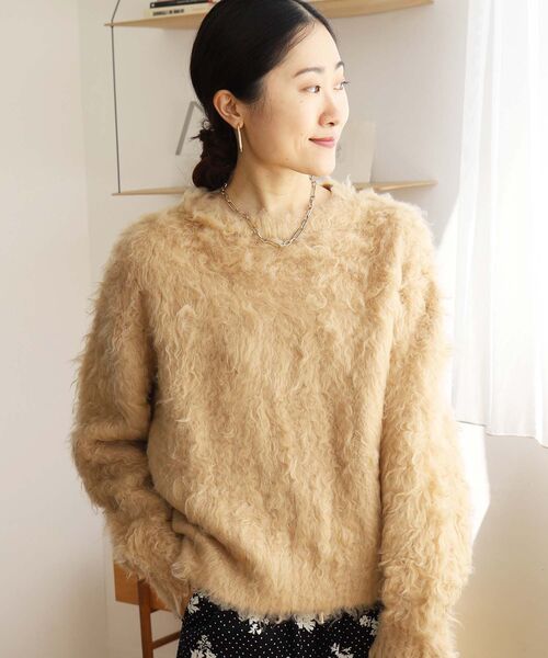 le.coeur blanc（ルクールブラン）の「ブークレウェーブシャギーニット（ニット/セーター・レディース・キャメル/ライトベージュ/ブルー・38）」の10枚目の写真