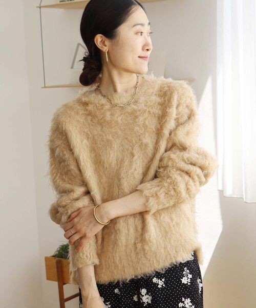 le.coeur blanc（ルクールブラン）の「ブークレウェーブシャギーニット（ニット/セーター・レディース・キャメル/ライトベージュ/ブルー・38）」の13枚目の写真