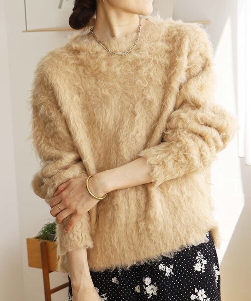 le.coeur blanc（ルクールブラン）の「ブークレウェーブシャギーニット（ニット/セーター・レディース・キャメル/ライトベージュ/ブルー・38）」の14枚目の写真