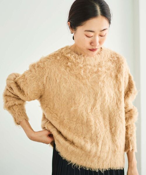 le.coeur blanc（ルクールブラン）の「ブークレウェーブシャギーニット（ニット/セーター・レディース・キャメル/ライトベージュ/ブルー・38）」の17枚目の写真