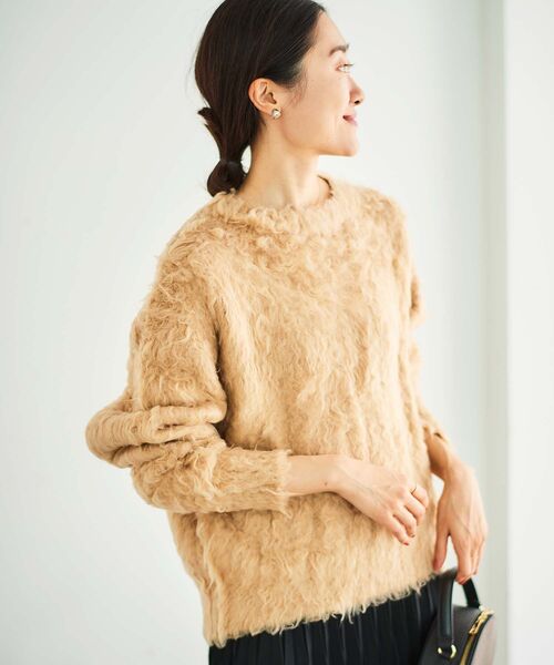 le.coeur blanc（ルクールブラン）の「ブークレウェーブシャギーニット（ニット/セーター・レディース・キャメル/ライトベージュ/ブルー・38）」の19枚目の写真