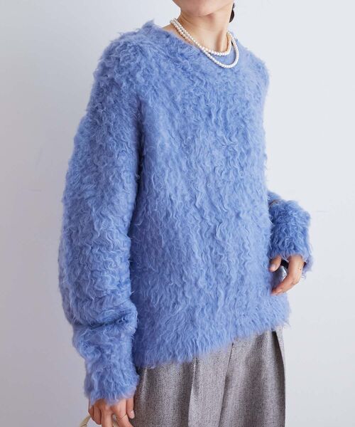 le.coeur blanc（ルクールブラン）の「ブークレウェーブシャギーニット（ニット/セーター・レディース・キャメル/ライトベージュ/ブルー・38）」の4枚目の写真