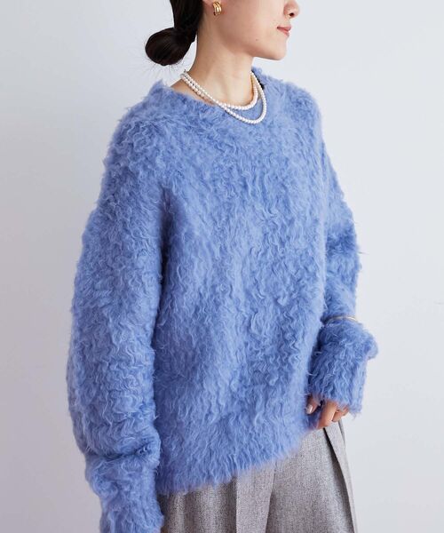 le.coeur blanc（ルクールブラン）の「ブークレウェーブシャギーニット（ニット/セーター・レディース・キャメル/ライトベージュ/ブルー・38）」の5枚目の写真