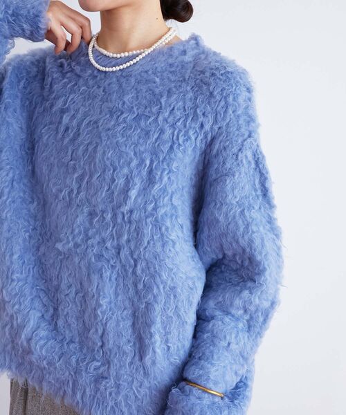 le.coeur blanc（ルクールブラン）の「ブークレウェーブシャギーニット（ニット/セーター・レディース・キャメル/ライトベージュ/ブルー・38）」の7枚目の写真