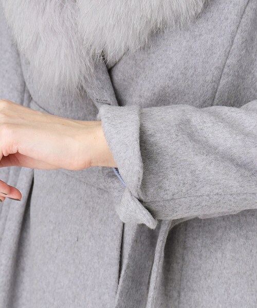 日本製／フォックスファー／カシミヤ混】ファー付ウールコート