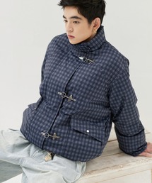 ダウンジャケット/コート（ブルー・ネイビー/青色系・チェック柄