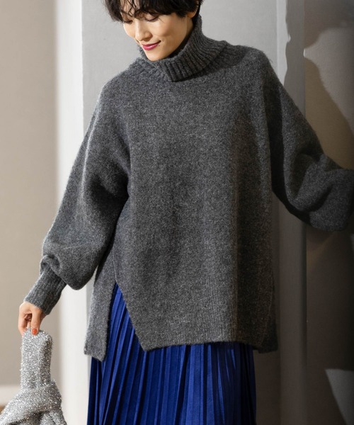 セール】ミドルゲージハイネックニット【洗濯機洗い可】（ニット