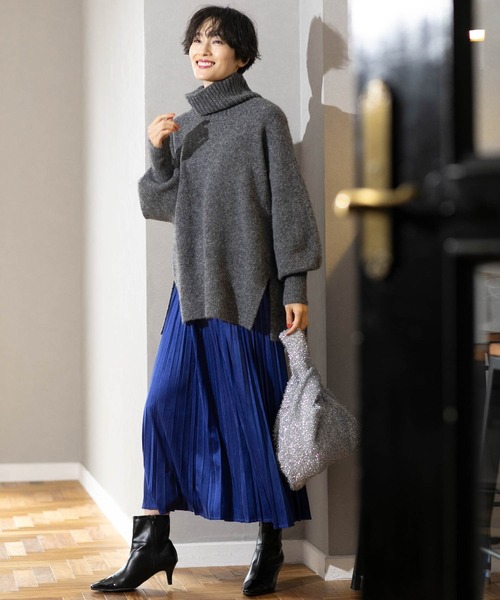 セール】ミドルゲージハイネックニット【洗濯機洗い可】（ニット