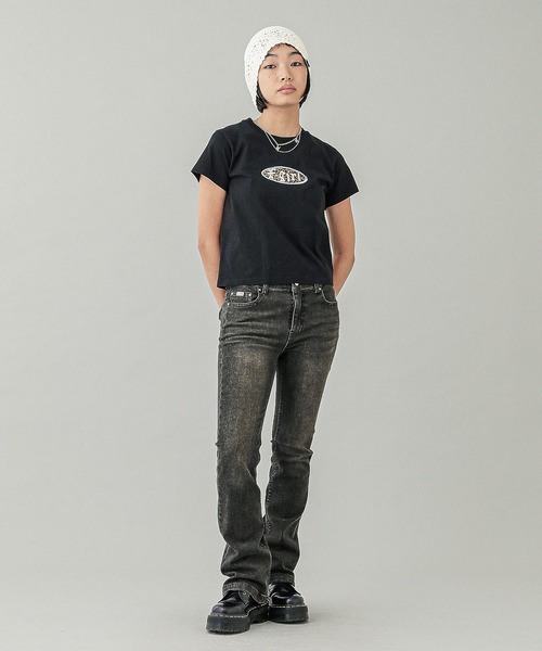 【X-girl】LEOPARD OVAL LOGO S/S BABY TEE セール】METAL OVAL LOGO S/S BABY TEE（Tシャツ/カットソー