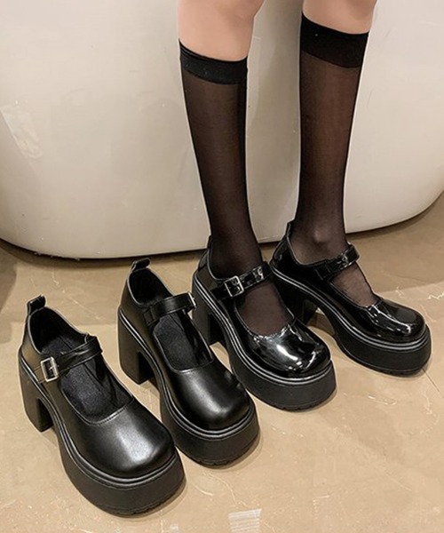 Miniministore(ミニミニストア)の「厚底ローファー 韓国風ストラップパンプス(ローファー・レディース・ブラック系1/ブラック系2・22.5cm/23.0cm/23.5cm/24.0cm/24.5cm)」の4枚目の写真