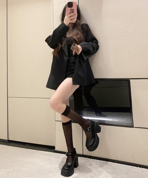 Miniministore(ミニミニストア)の「厚底ローファー 韓国風ストラップパンプス(ローファー・レディース・ブラック系1/ブラック系2・22.5cm/23.0cm/23.5cm/24.0cm/24.5cm)」の15枚目の写真