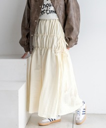 RAGEBLUE | リボンティアード/ワッシャーサテンフレアスカート(スカート)