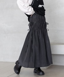 リボンティアード/ワッシャーサテンフレアスカート