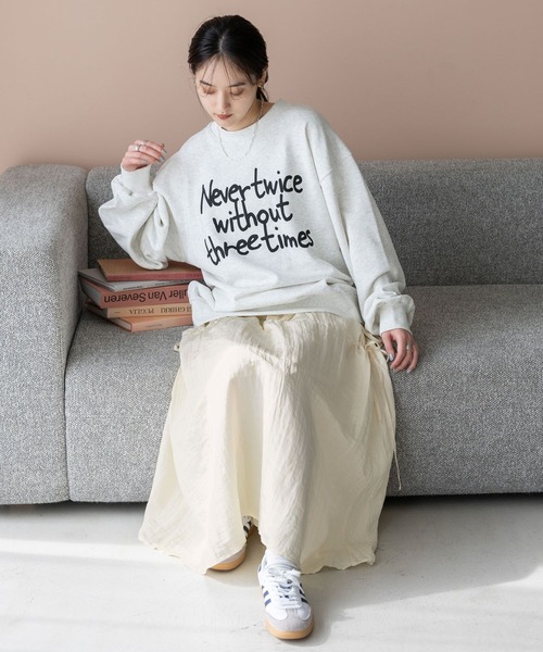 RAGEBLUE（レイジブルー）の「リボンティアード/ワッシャーサテンフレアスカート（スカート・レディース・ブラック/オフホワイト・FREE）」の5枚目の写真