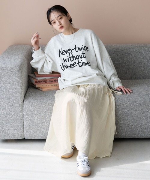 RAGEBLUE（レイジブルー）の「リボンティアード/ワッシャーサテンフレアスカート（スカート・レディース・ブラック/オフホワイト・FREE）」の6枚目の写真