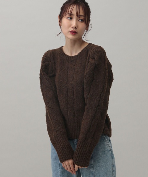 GLOBAL WORK(グローバルワーク)の「MATINEE LINE/ブークレケーブルニット/149911(ニット/セーター・レディース・チャコールグレー/グレイッシュベージュ/ブラウン・MEDIUM/LARGE)」の13枚目の写真