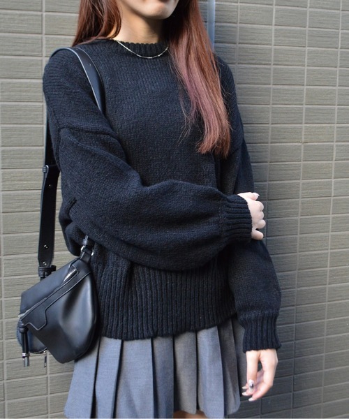 ＆soiree】モックネックボリュームスリーブニット(CP)（ニット