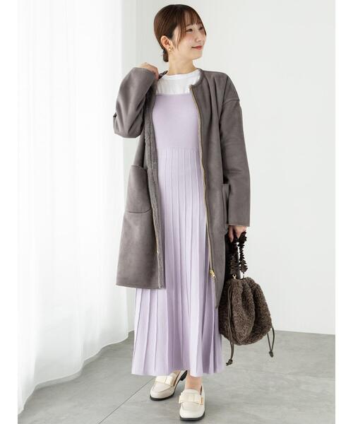 Te chichi TERRASSE（テチチテラス）の「リバーシブルフェイクムートンコート（その他アウター・レディース・チャコールグレー/オフホワイト/ラベンダー・L/M）」の20枚目の写真