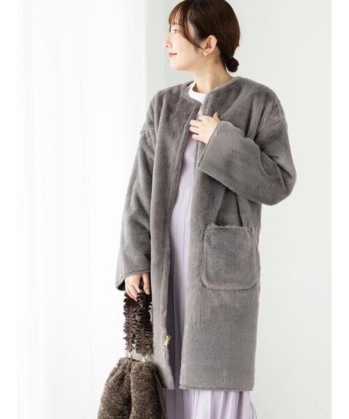 Te chichi TERRASSE（テチチテラス）の「リバーシブルフェイクムートンコート（その他アウター・レディース・チャコールグレー/オフホワイト/ラベンダー・L/M）」の22枚目の写真