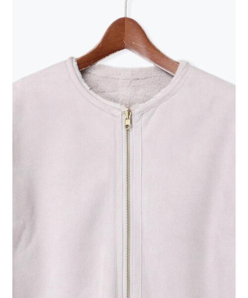 Te chichi TERRASSE（テチチテラス）の「リバーシブルフェイクムートンコート（その他アウター・レディース・チャコールグレー/オフホワイト/ラベンダー・L/M）」の4枚目の写真