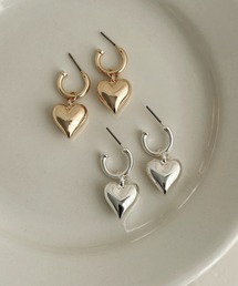 ハートチャームフープピアス