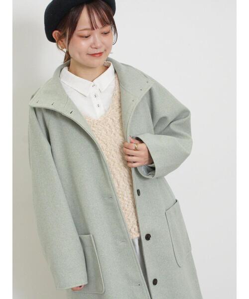 Samansa Mos2（サマンサ モスモス）の「ウーリーライクスタンドカラーコート（その他アウター・レディース・チャコールグレー/ブラック/ベージュ/キナリ/ミント・F）」の15枚目の写真