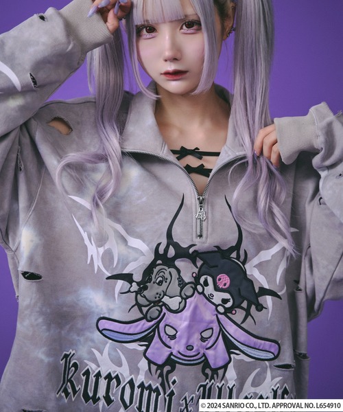 GALFY×クロミコラボ イルガルフィームラ染めハーフジップスウェット