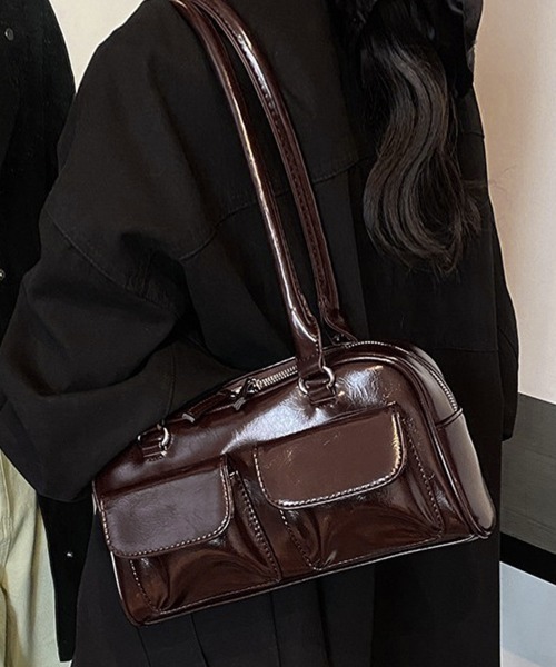 Miniministore(ミニミニストア)の「ロングハンドル肩掛けバッグ レディース鞄(トートバッグ・レディース・ダークブラウン/ブラック・FREE)」の1枚目の写真