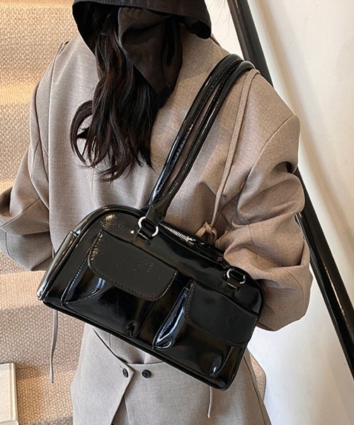 Miniministore(ミニミニストア)の「ロングハンドル肩掛けバッグ レディース鞄(トートバッグ・レディース・ダークブラウン/ブラック・FREE)」の2枚目の写真