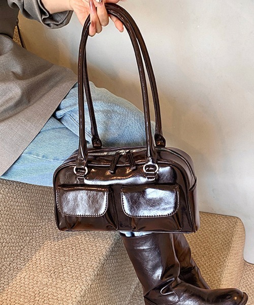 Miniministore(ミニミニストア)の「ロングハンドル肩掛けバッグ レディース鞄(トートバッグ・レディース・ダークブラウン/ブラック・FREE)」の3枚目の写真