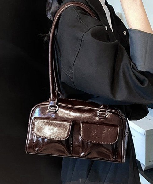 Miniministore(ミニミニストア)の「ロングハンドル肩掛けバッグ レディース鞄(トートバッグ・レディース・ダークブラウン/ブラック・FREE)」の4枚目の写真