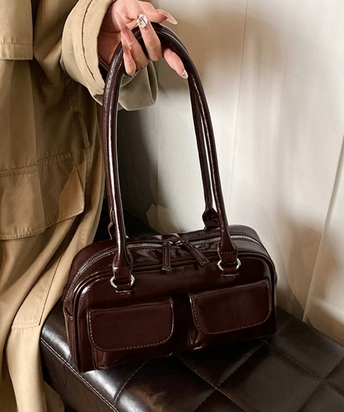 Miniministore(ミニミニストア)の「ロングハンドル肩掛けバッグ レディース鞄(トートバッグ・レディース・ダークブラウン/ブラック・FREE)」の5枚目の写真