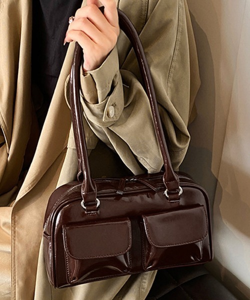 Miniministore(ミニミニストア)の「ロングハンドル肩掛けバッグ レディース鞄(トートバッグ・レディース・ダークブラウン/ブラック・FREE)」の6枚目の写真
