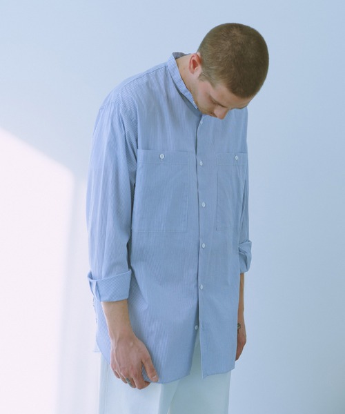 NewAnce(ニュアンス)の「【NewAnce】Band Coller Shirts -seasonal stripes- / バンドカラーシャツ シーズナルストライプ(シャツ/ブラウス・メンズ・その他1/その他2/ブルー系その他/ブルー系その他2・FREE)」の6枚目の写真