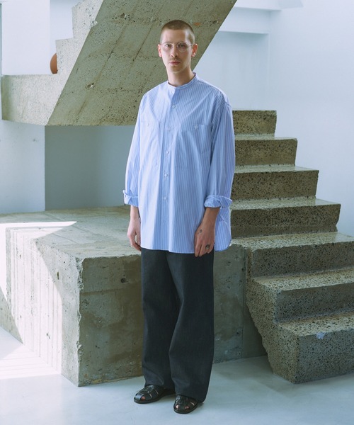NewAnce(ニュアンス)の「【NewAnce】Band Coller Shirts -seasonal stripes- / バンドカラーシャツ シーズナルストライプ(シャツ/ブラウス・メンズ・その他1/その他2/ブルー系その他/ブルー系その他2・FREE)」の8枚目の写真