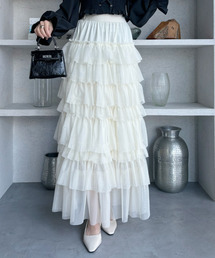 チュール ティアード フレアスカート
