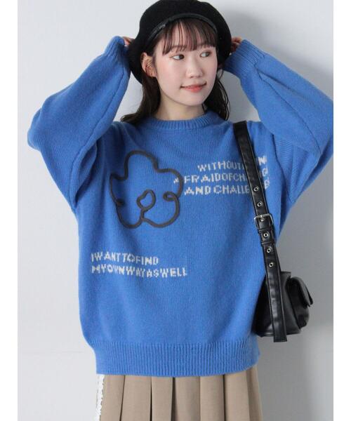 ehka sopo(エヘカソポ)の「フラワーテープニット(ニット/セーター・レディース・チャコールグレー/キナリ/イエロー/ブルー・F)」の3枚目の写真