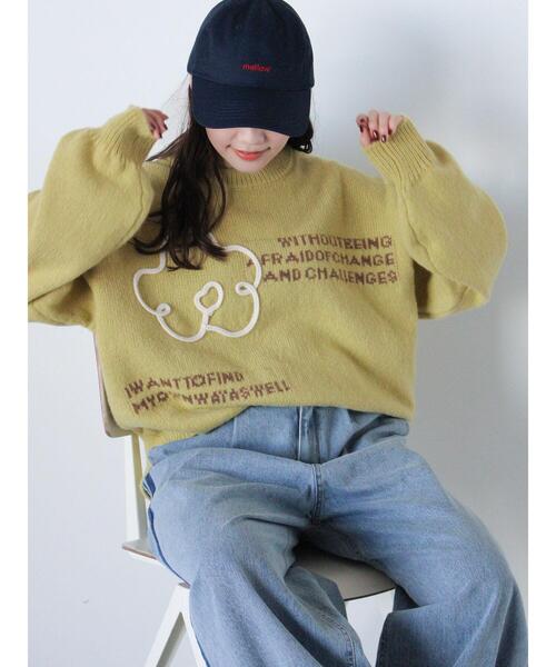 ehka sopo(エヘカソポ)の「フラワーテープニット(ニット/セーター・レディース・チャコールグレー/キナリ/イエロー/ブルー・F)」の5枚目の写真