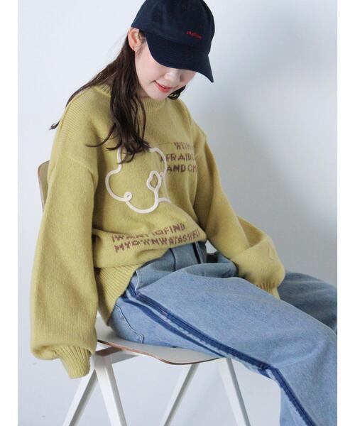 ehka sopo(エヘカソポ)の「フラワーテープニット(ニット/セーター・レディース・チャコールグレー/キナリ/イエロー/ブルー・F)」の6枚目の写真