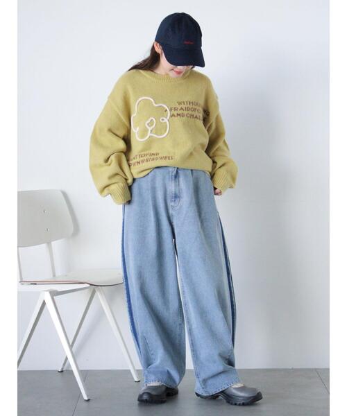 ehka sopo(エヘカソポ)の「フラワーテープニット(ニット/セーター・レディース・チャコールグレー/キナリ/イエロー/ブルー・F)」の9枚目の写真